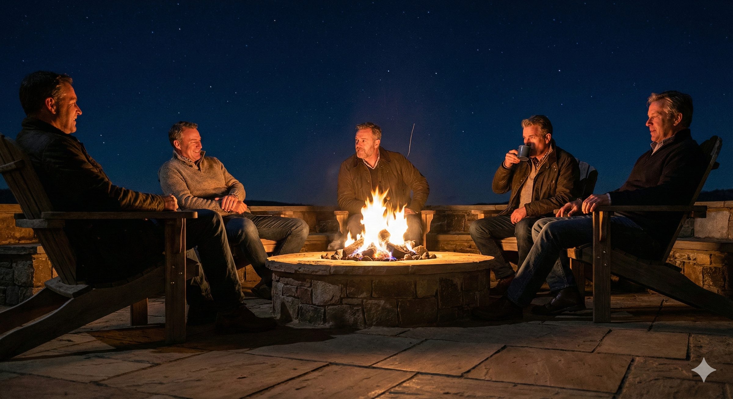 Firepit under the Texas night sky